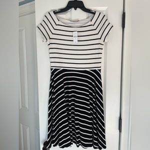 Loft size Medium Womens Dress. Black and white stripes